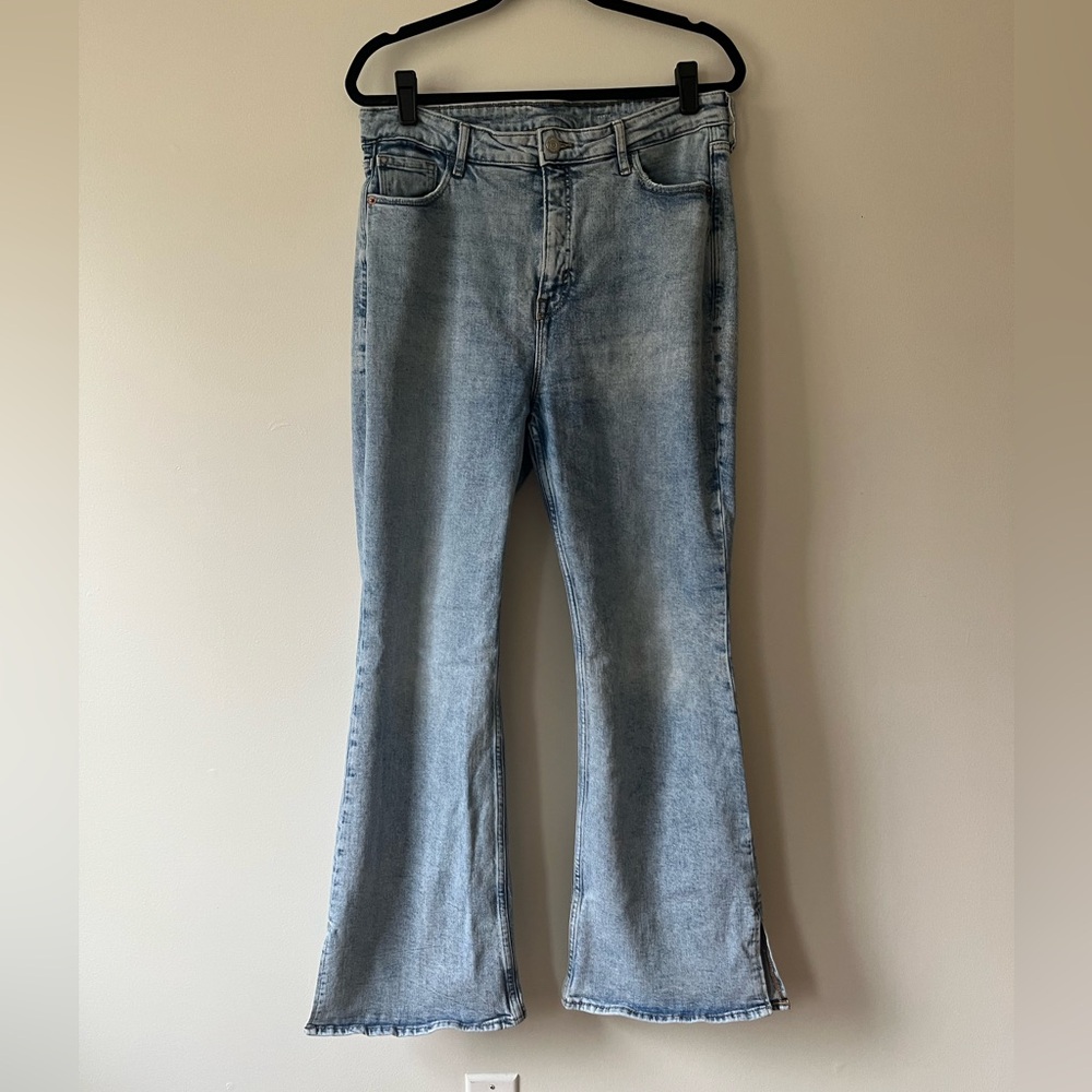 Old Navy High Rise Flare Jeans 14 Ankle Slit